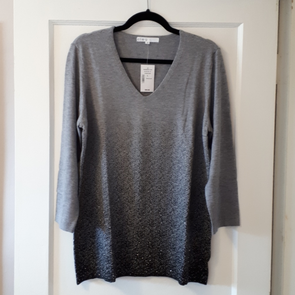Womens Cleo V-neck, 3/4 sleeve, sweater